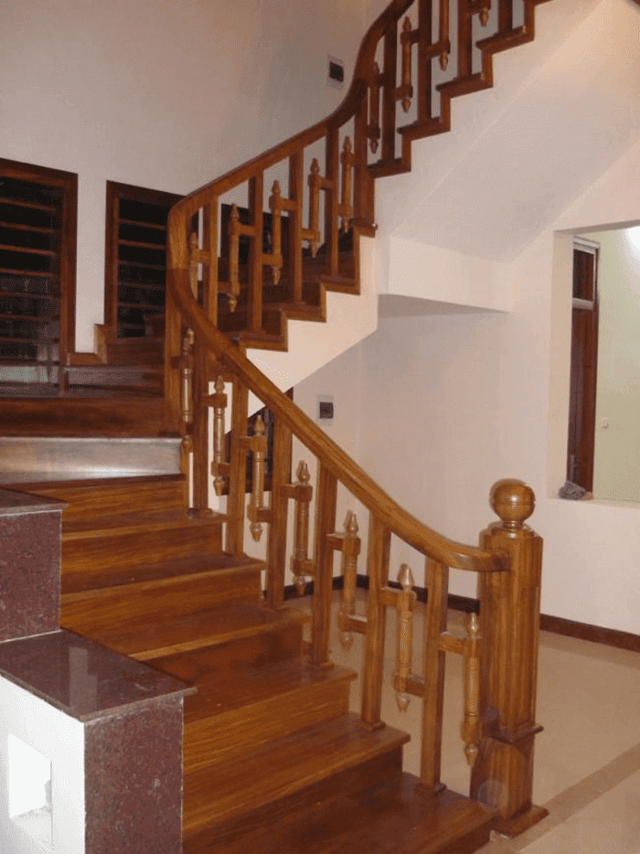 Mẫu cầu thang gỗ đẹp cho các dành nhà phố 2 tầng, 3 tầng.