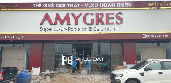 Công trình cửa kính tự động showroom Nội thất & VLXD tại Long An 3 showroom noi that amygres ben luc long an 3