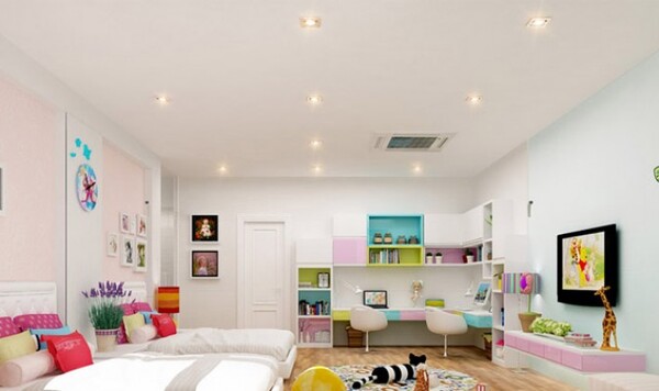 Trần thạch cao phòng ngủ đơn giản thiết kế phẳng.