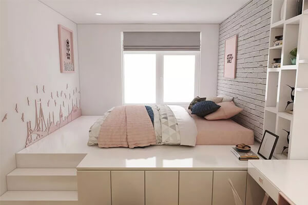 Mẫu phòng ngủ đẹp đơn giản tối ưu không gian nhà hẹp.